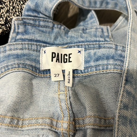 • Paige • Sierra Denim Jean Overalls Distressed LINDON Blue 27 Women’s - Picture 4 of 6